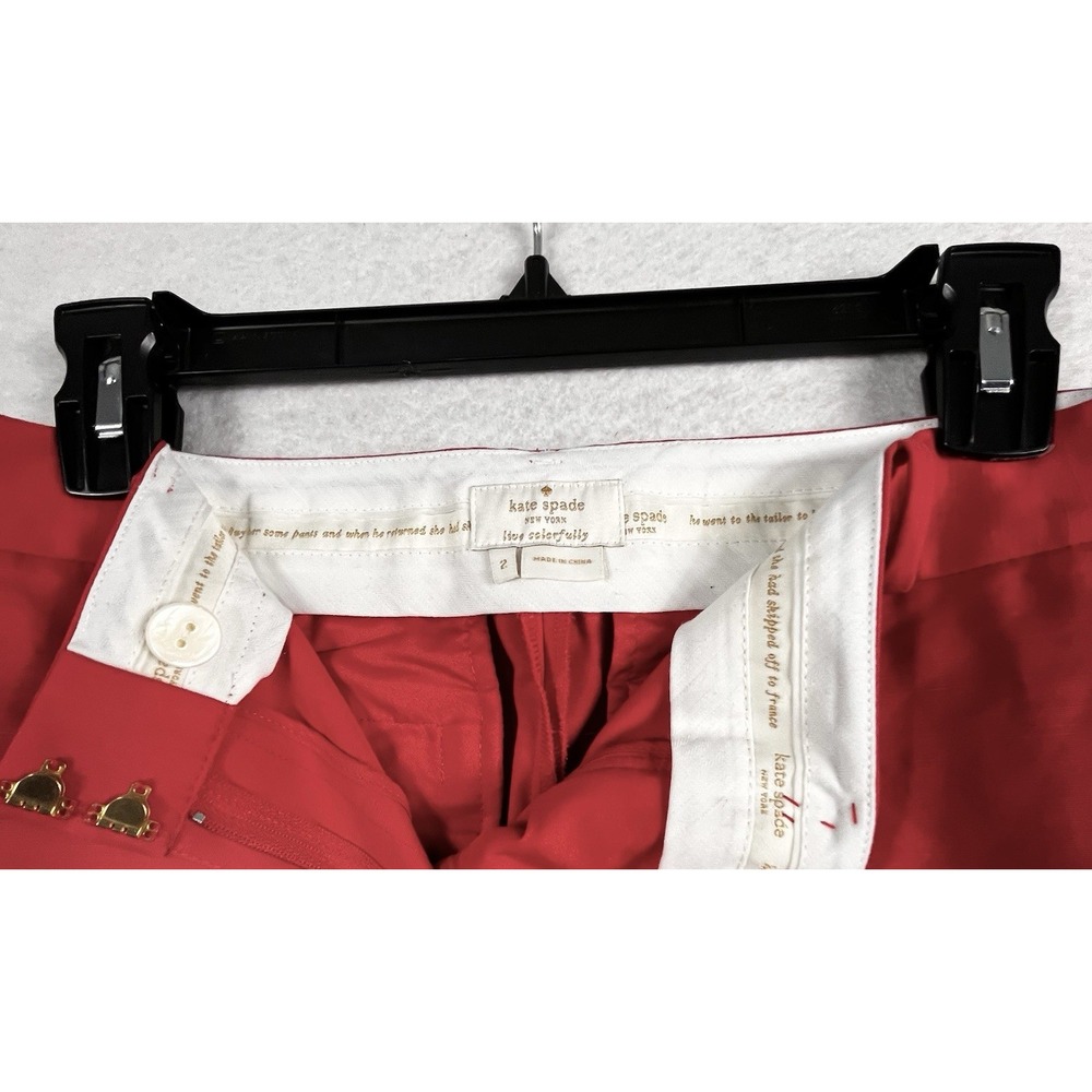 Kate Spade Jackie Bow Capri Pants Red Size 2 Slim Fit Cropped Ankle ✨READ✨1529 - Picture 11 of 12